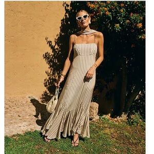 ANTONIO MELANI Beige Striped Maxi Dress NWT!!